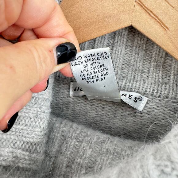 Jillian Jones Wool Angora Ribbed Fold Cuff Sweater Gray Turtleneck Size S - Picture 5 of 7